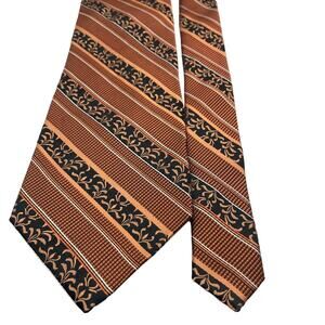 Mens Privado Bronze Repp Stripped Silk Neck Tie Handmade 60"L x 3.75"W